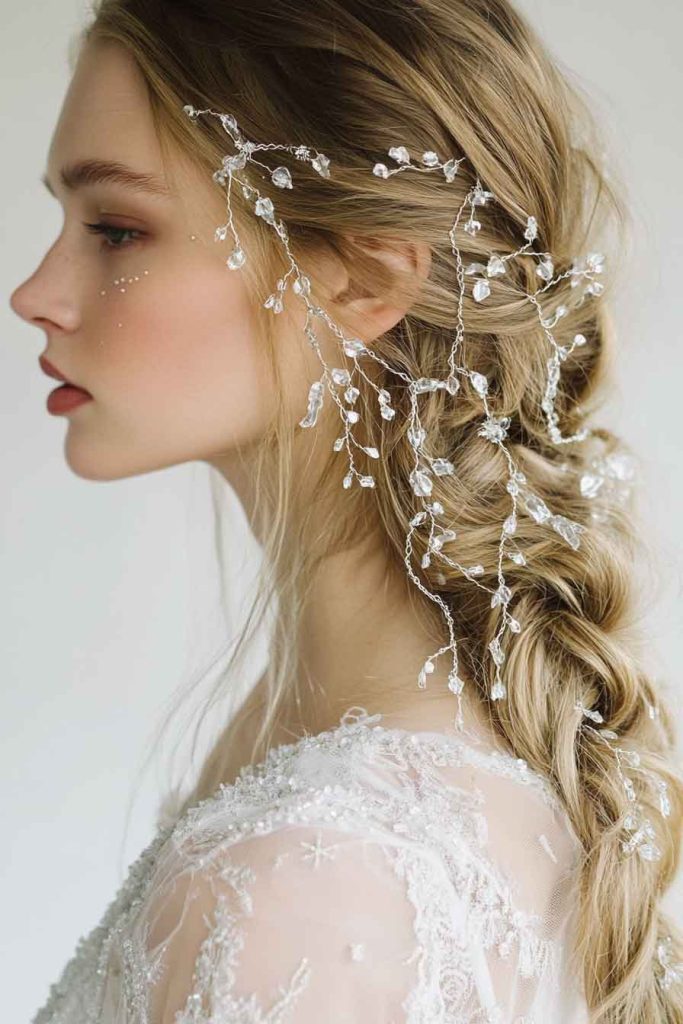 Side Braid with Icicle Hair Jewelry