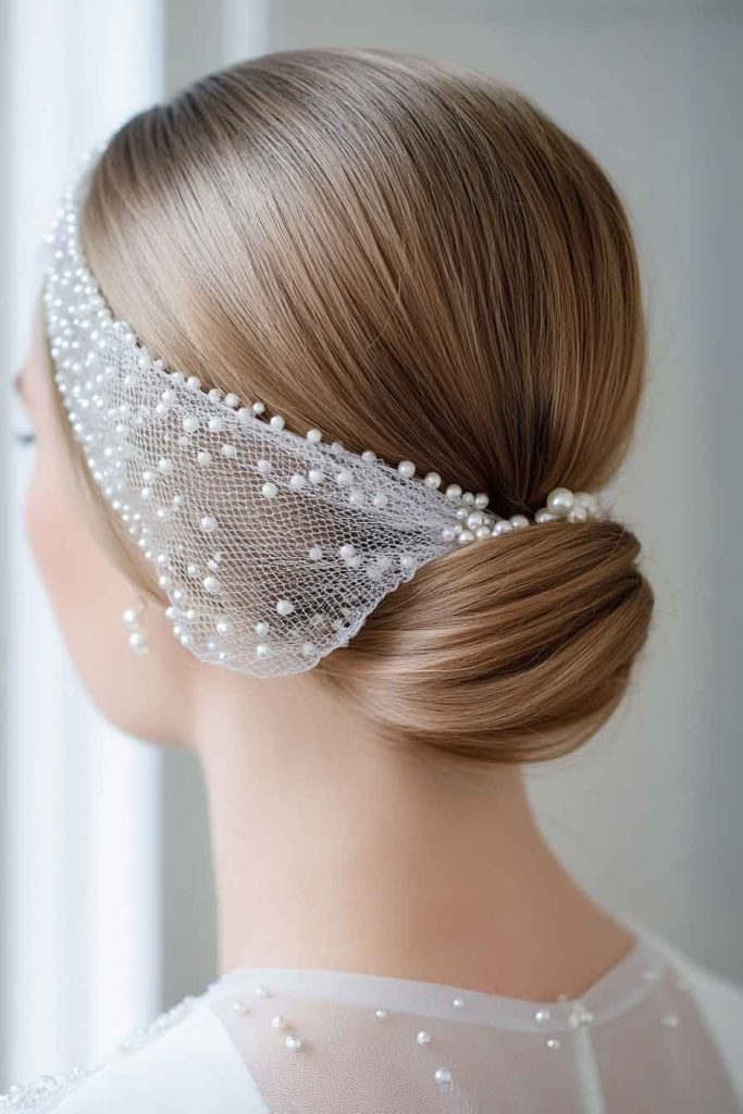 Classic Chignon with Pearl Hair Net