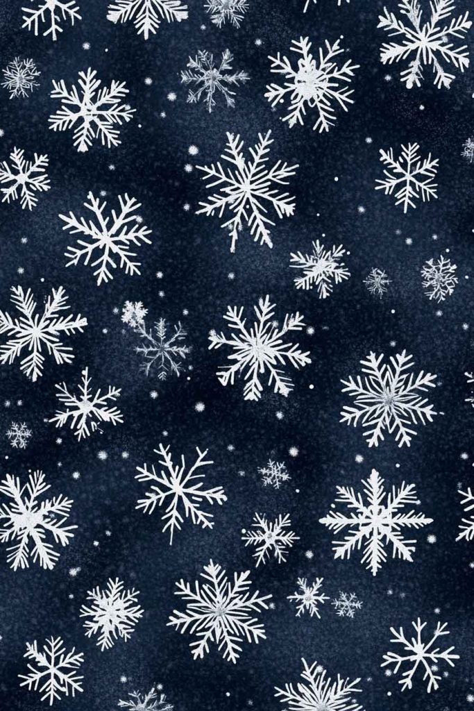 Navy Background with White Snowflakes