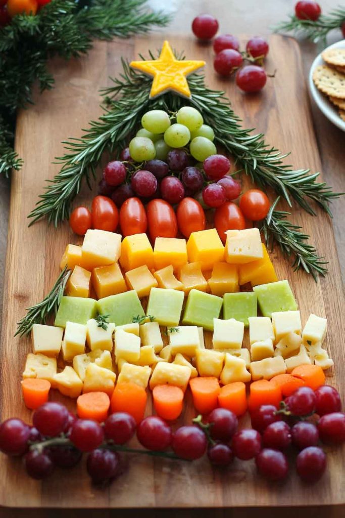 Festive Cheese and Crackers Christmas Tree