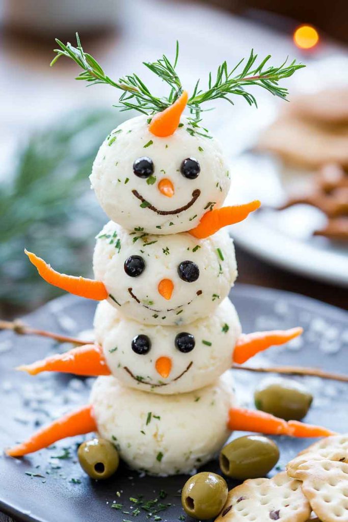 Snowman Cheese Balls