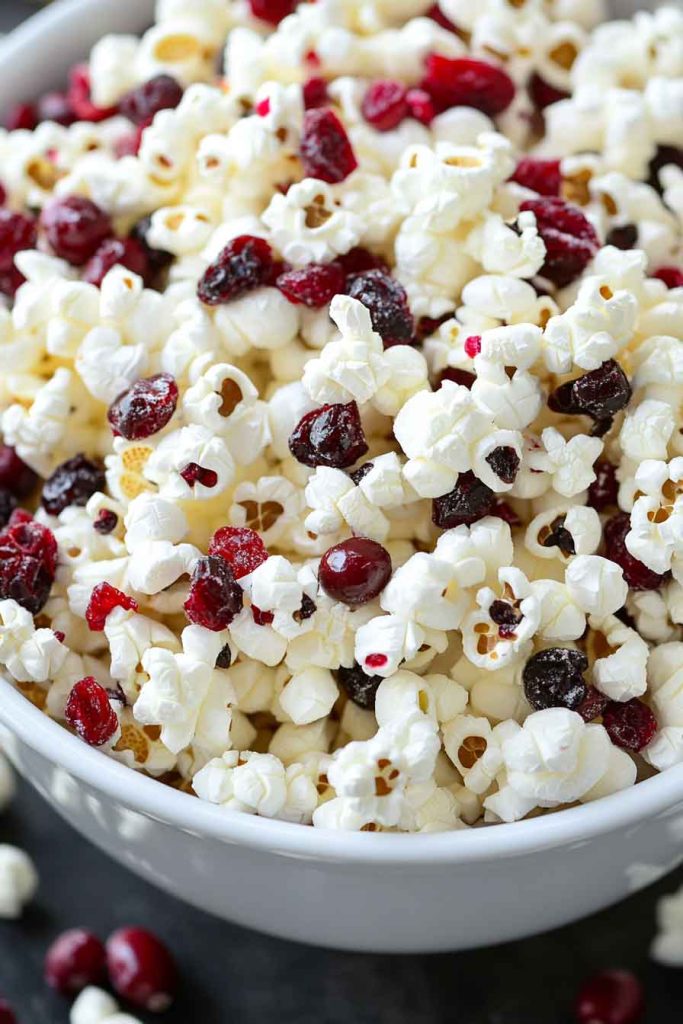 White Chocolate Popcorn with Cranberries