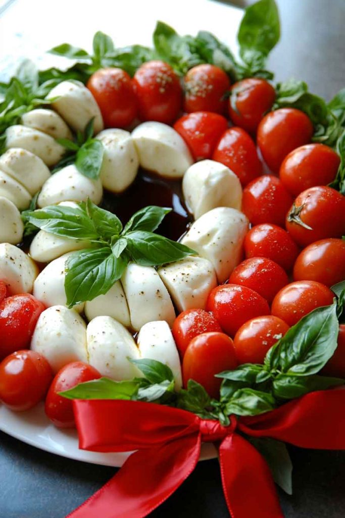 Caprese Salad Christmas Wreath