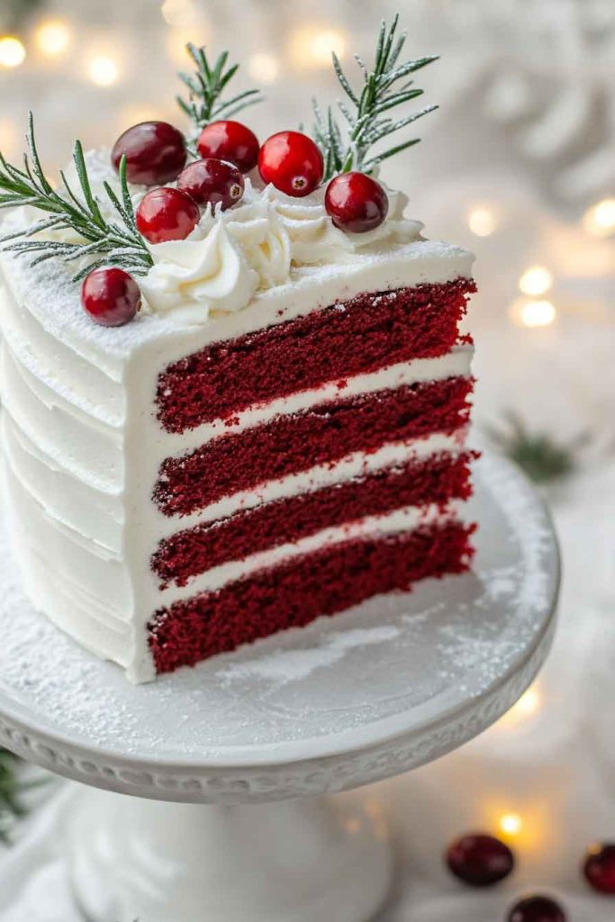Festive Red Velvet Christmas Cake