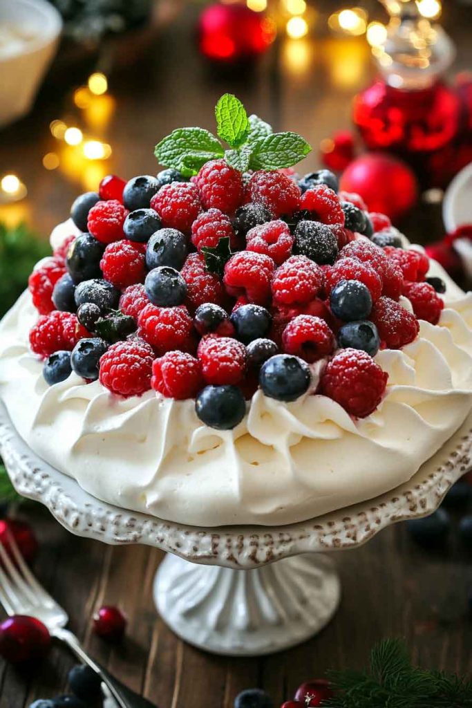 Christmas Pavlova with Festive Berries