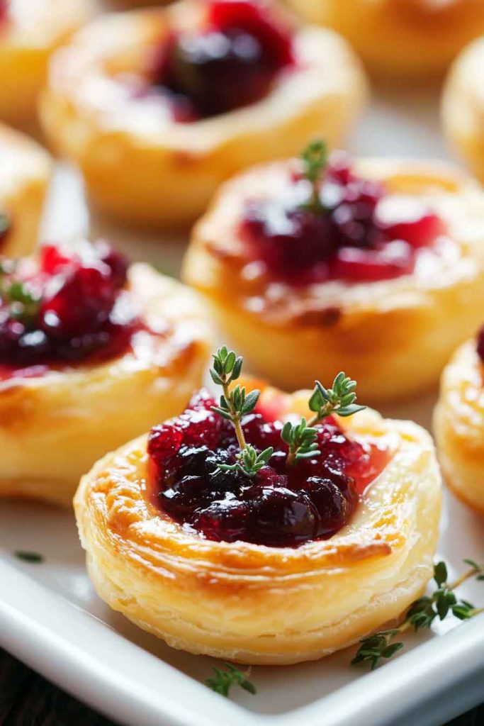 Elegant Cranberry Brie Bites with Puff Pastry