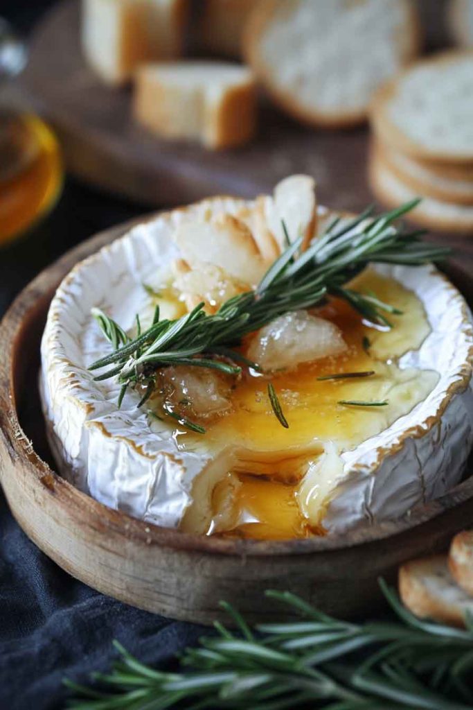 Warm Baked Camembert with Honey and Rosemary