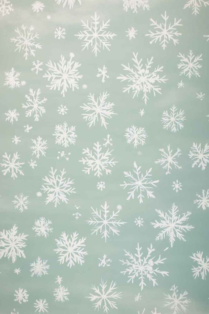 Mint Green with Silver Snowflakes