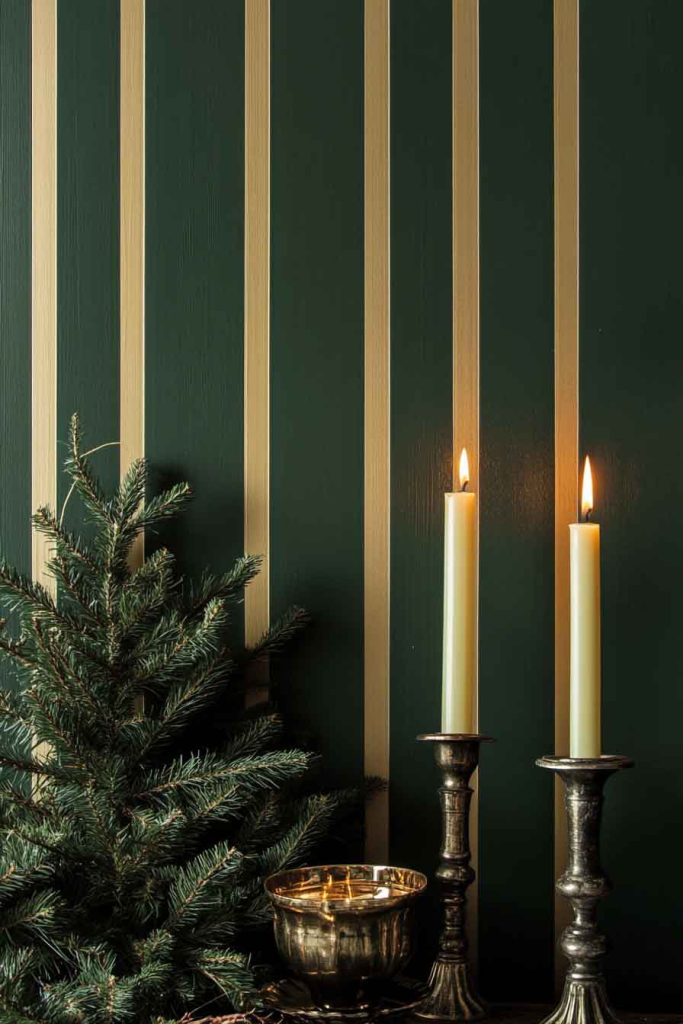 Forest Green with Gold Stripes