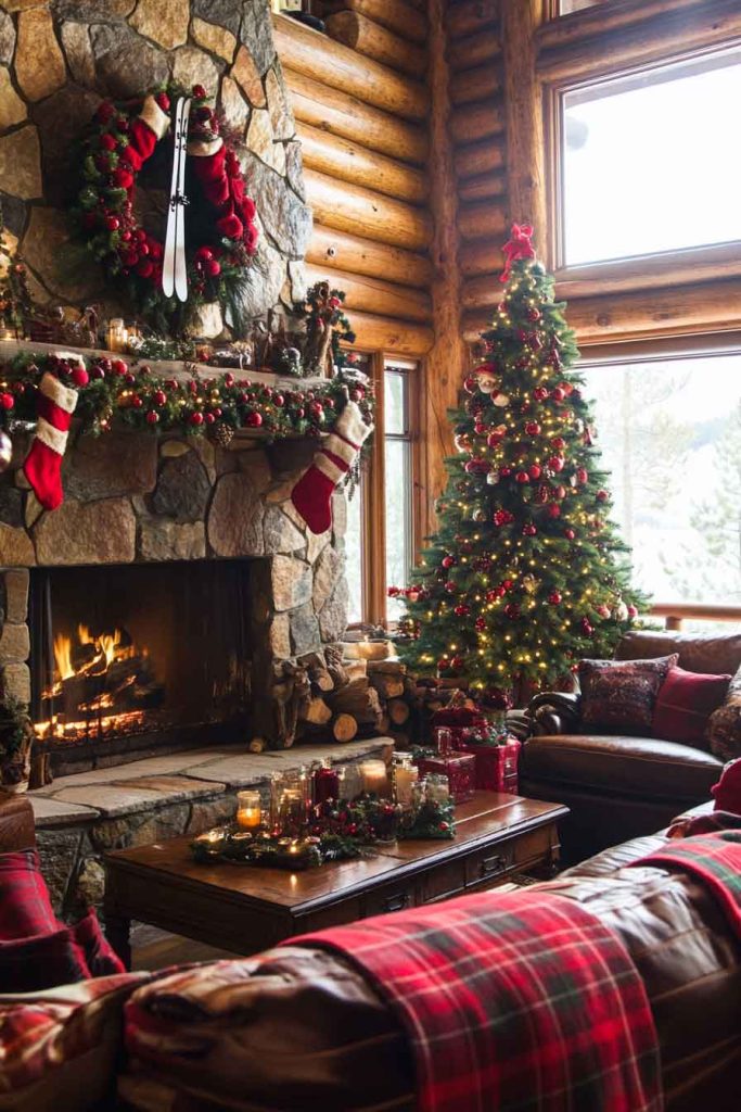 Cozy Cabin Christmas Living Room