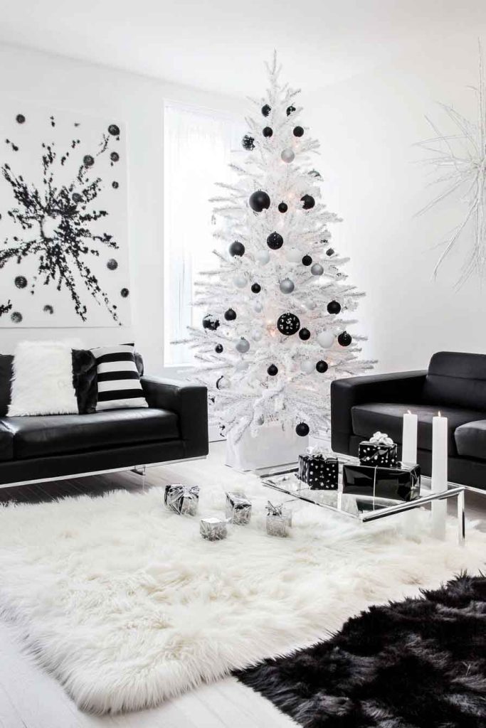 Black and White Modern Christmas Living Room