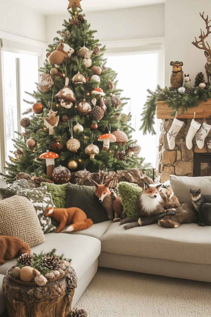 Woodland Creature Christmas Living Room