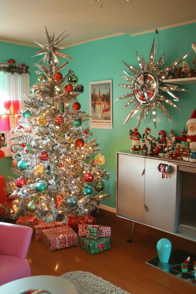 Vintage Retro Christmas Living Room