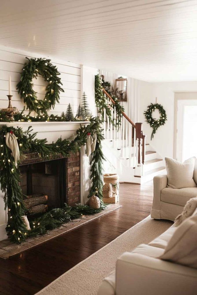 Fresh Greenery Christmas Living Room