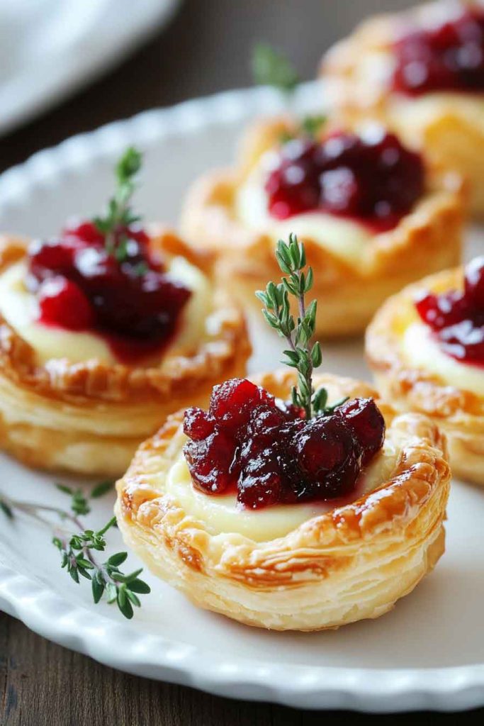 Cranberry Brie Bites in Puff Pastry