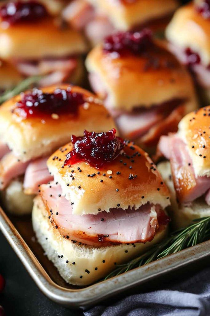  Honey Glazed Ham Sliders with Cranberry Mustard