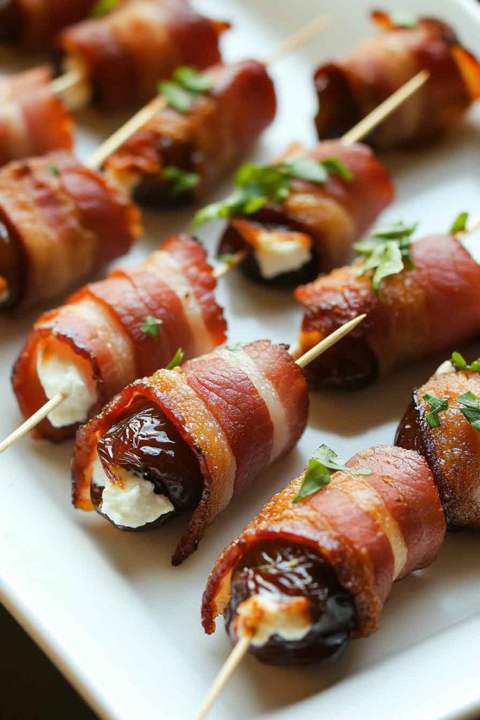 Bacon-Wrapped Dates Stuffed with Goat Cheese