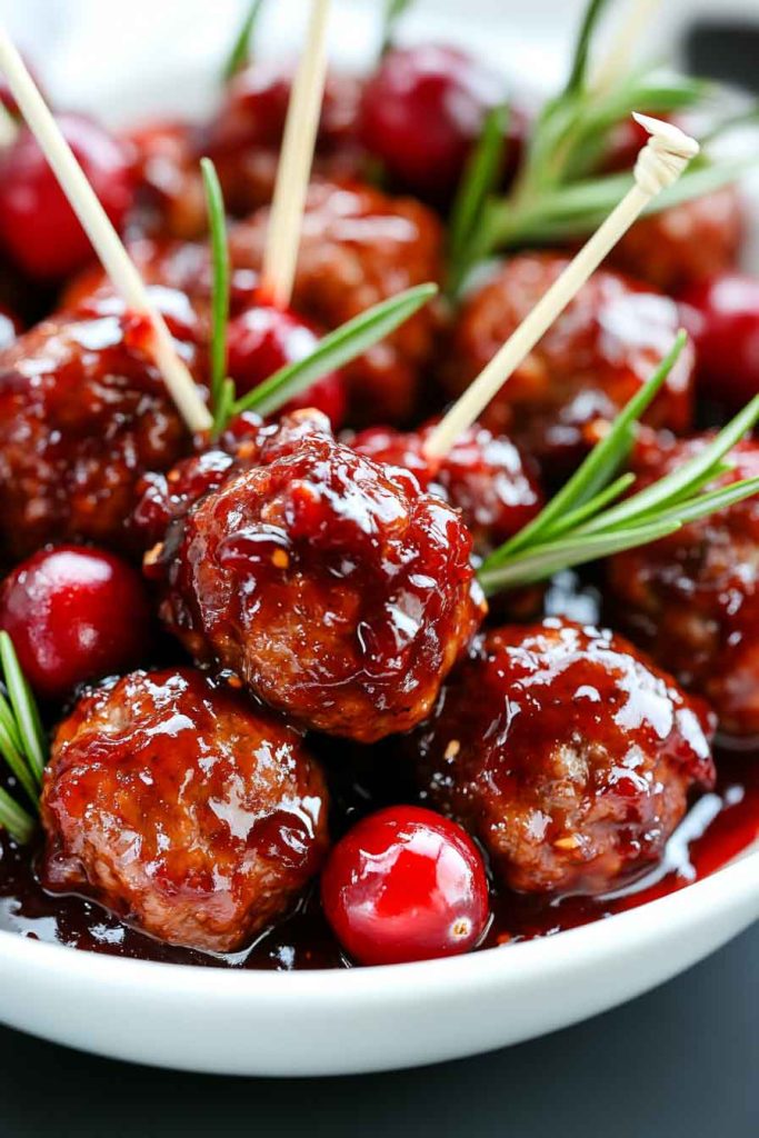 Sweet and Spicy Meatballs in Cranberry Glaze