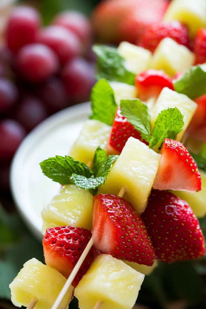 Festive Fruit Kabobs with Yogurt Dip
