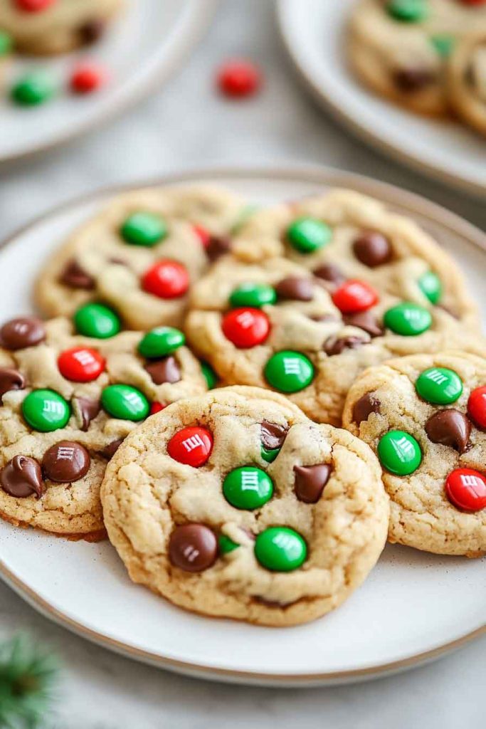 Chocolate Chip Cookies with Holiday M&Ms