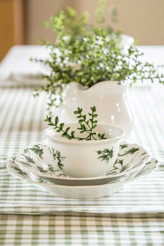 Ivory with Green Gingham and Holly