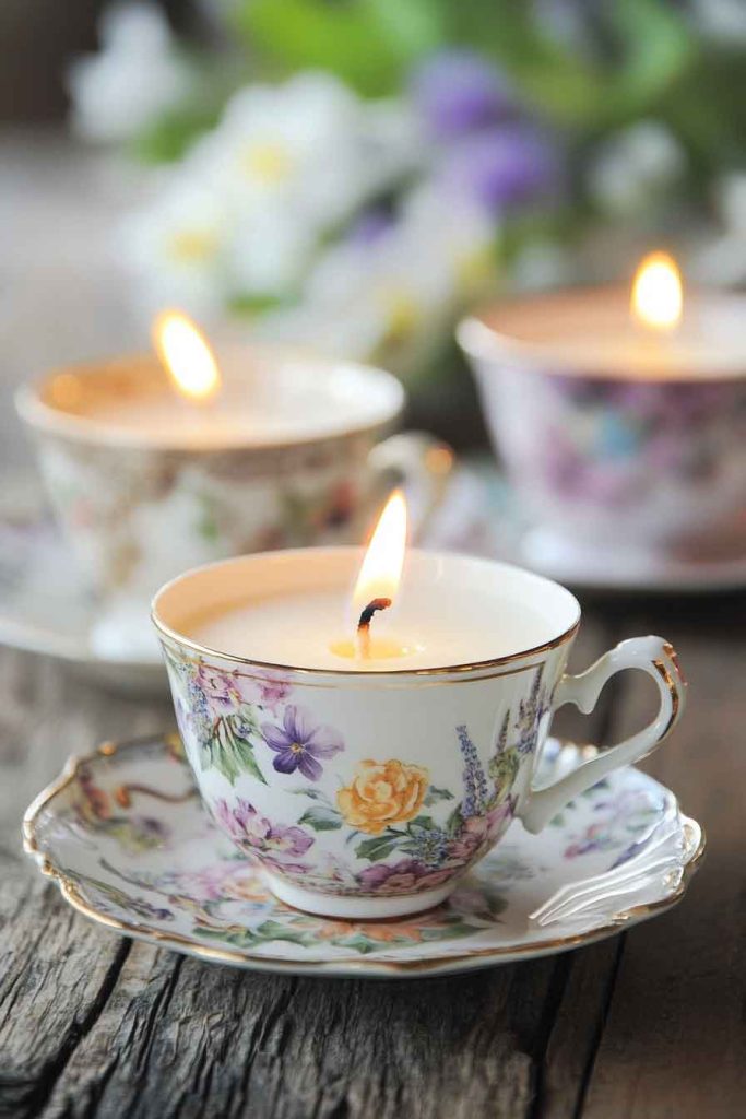 Handmade Soy Candles in Vintage Teacups