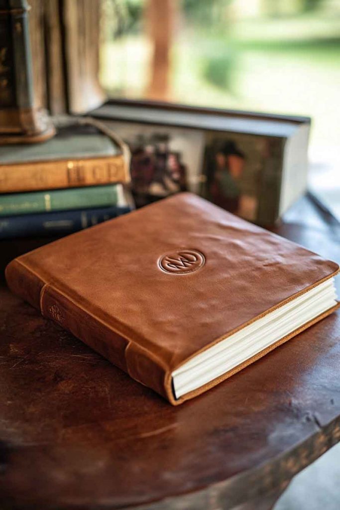 Personalized Photo Memory Book with Leather Cover