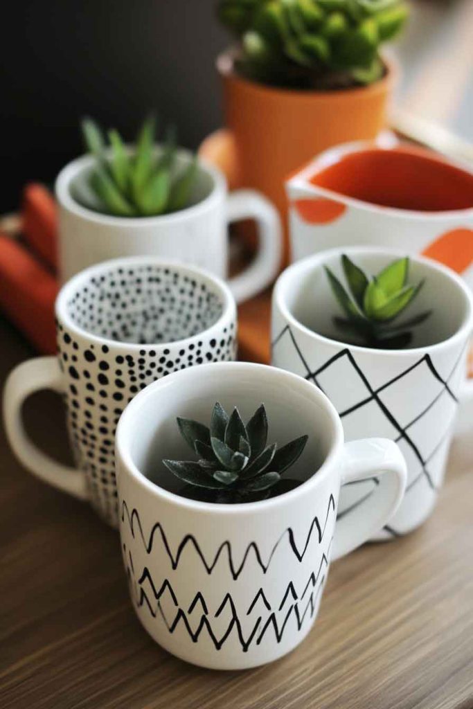 Hand-Painted Ceramic Mugs with Custom Designs
