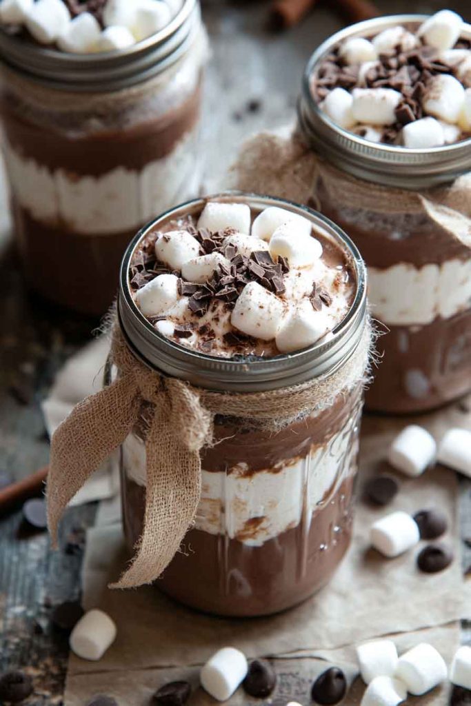 Homemade Hot Chocolate Mix in Mason Jars
