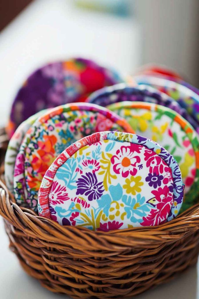 Hand-Sewn Fabric Coasters with Quilted Design
