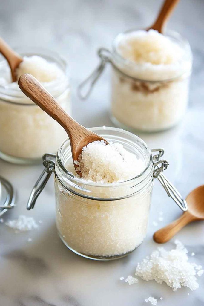 Homemade Sugar Scrub in Glass Jars