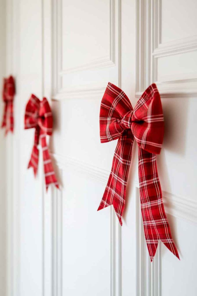 White with Red Plaid Bows