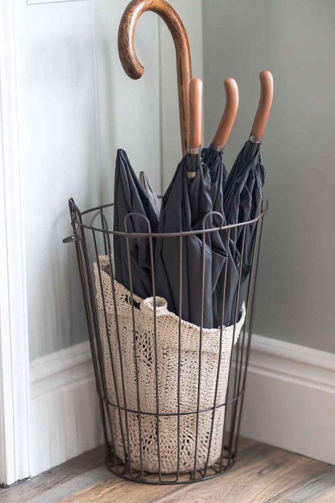 Wire Basket Umbrella Holder
