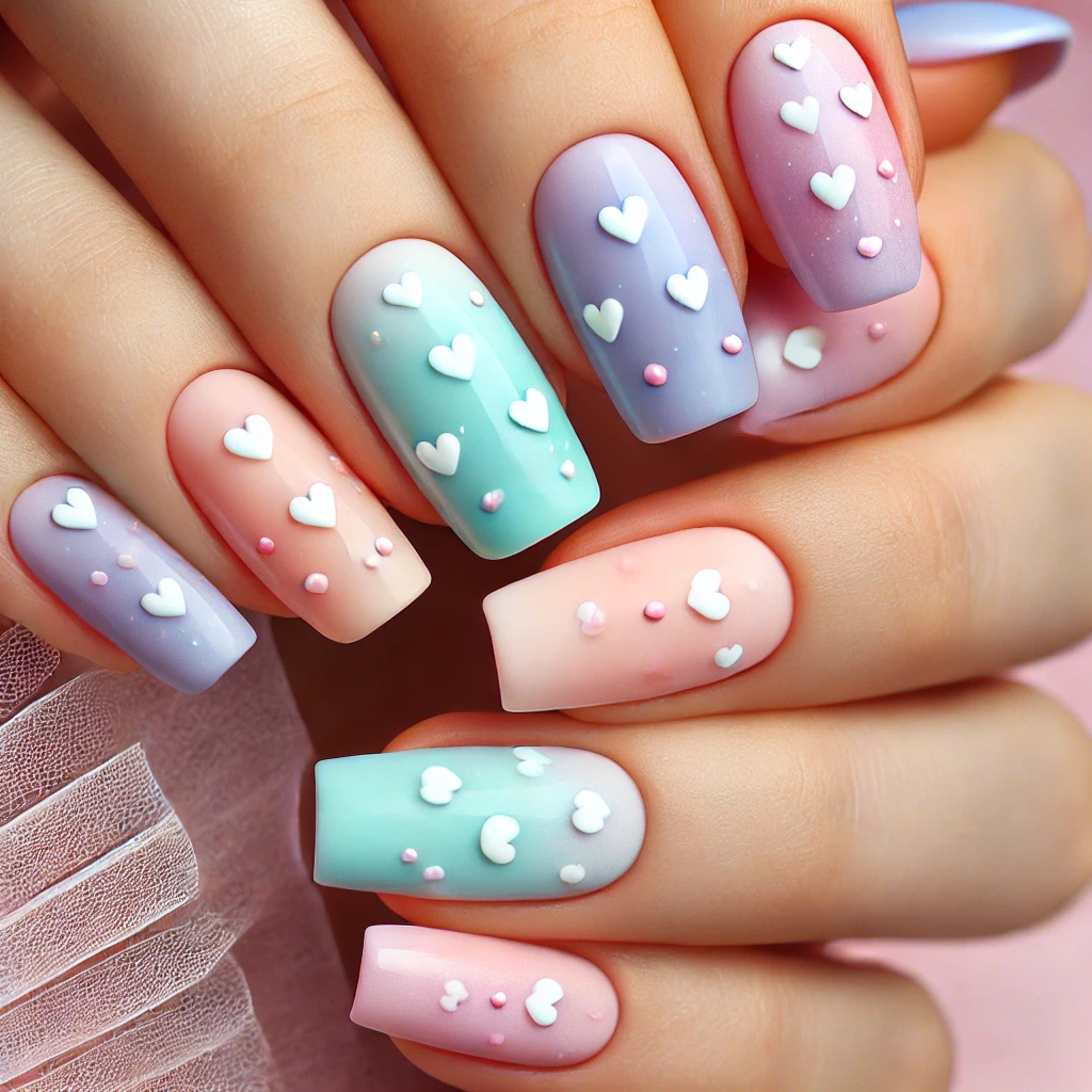 Pastel Rainbow Hearts for a Soft Look 