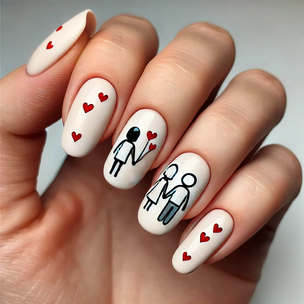 Cute Cartoon Couple Nails