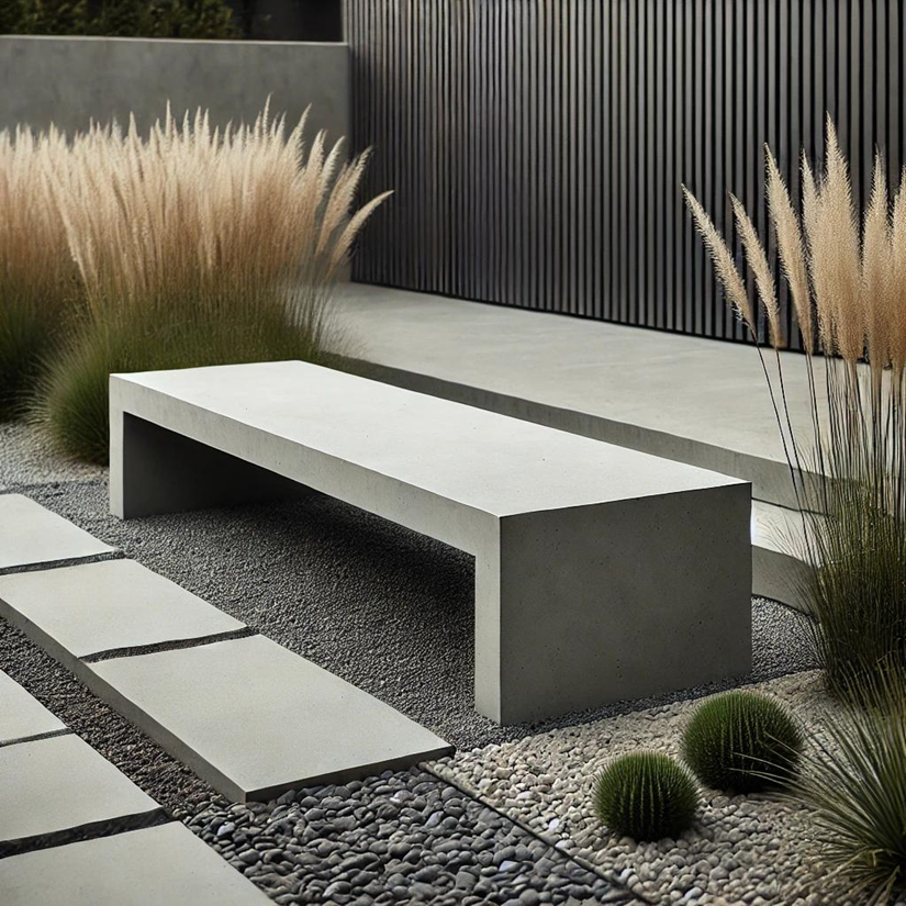 Minimalist Concrete Slab Bench