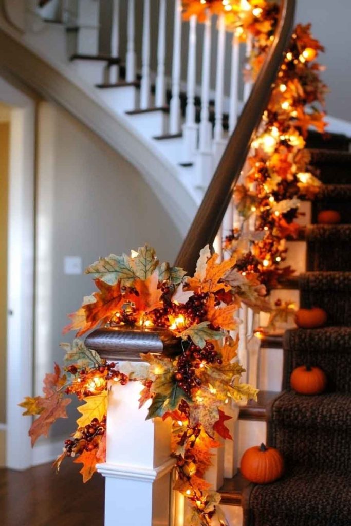 Fall Staircase Decorations